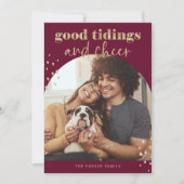 Cartes Pour Fêtes Annuelles Or Faux joyeux | Un Arc photo Noël (Devant)