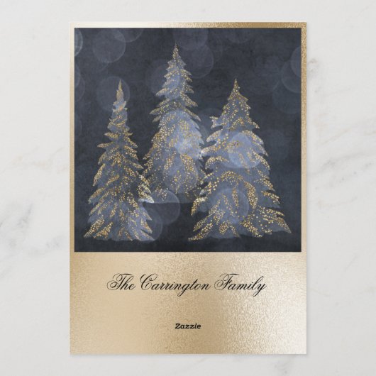 Cartes Pour Fêtes Annuelles Or Métallo Bleu Élégant Pin Joyeux Noël (Dos)