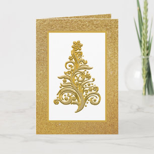 Cartes Pour Fêtes Annuelles Or Noël avec Paillettes / Message Intérieur