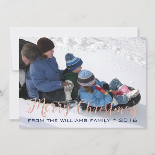 Cartes Pour Fêtes Annuelles Or rose et Knit rouge de Noël (Devant)