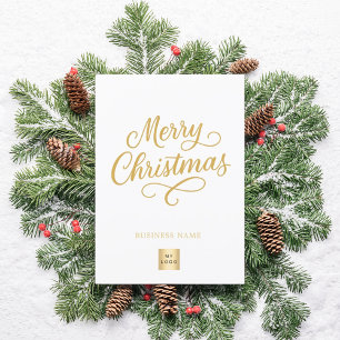 Cartes Pour Fêtes Annuelles or script doré de Noël logo de marque couleur entr