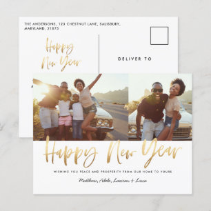 Cartes Pour Fêtes Annuelles or script heureux nouvelle année multi photo nouve
