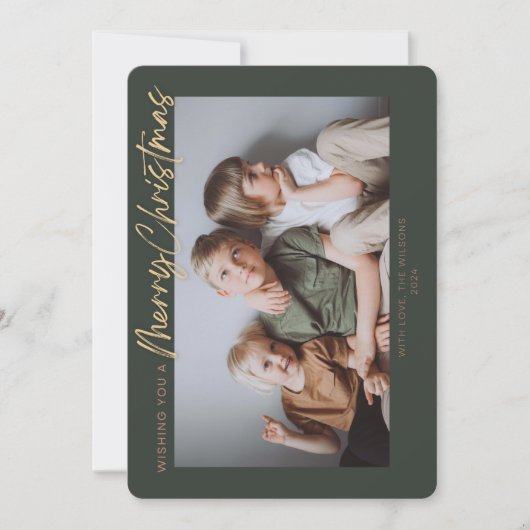 Cartes Pour Fêtes Annuelles Or Simple Photo Joyeux Noël (Devant)