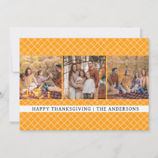 Cartes Pour Fêtes Annuelles Orange Carreaux Simple Joyeux Thanksgiving Automne