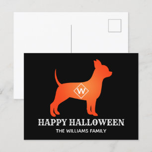 Cartes Pour Fêtes Annuelles Orange Chihuahua Happy Halloween Nom de famille