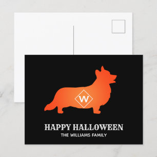 Cartes Pour Fêtes Annuelles Orange Corgi Happy Halloween Nom de famille
