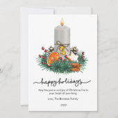 Cartes Pour Fêtes Annuelles Orange épicé moderne et plat aux bougies (Devant)