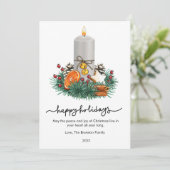 Cartes Pour Fêtes Annuelles Orange épicé moderne et plat aux bougies (Debout devant)