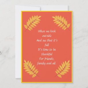 Cartes Pour Fêtes Annuelles Orange Fall Thankgiving
