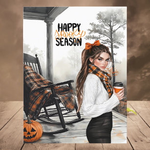 Cartes Pour Fêtes Annuelles Orange Noir Automne Saison Sombre Halloween Joyeus