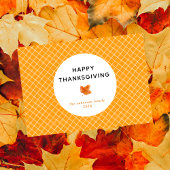 Cartes Pour Fêtes Annuelles Orange Plaid Bon thanksgiving simple Automne