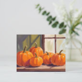 Cartes Pour Fêtes Annuelles Orange Pumpkins Fall Watercolor (Debout devant)