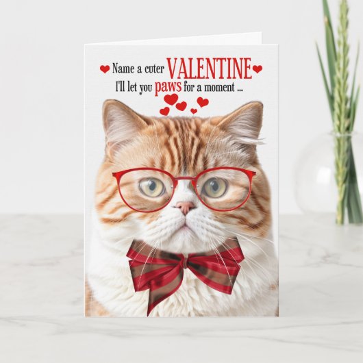Cartes Pour Fêtes Annuelles Orange Tabby Chat Feline Humour Saint-Valentin (Devant)