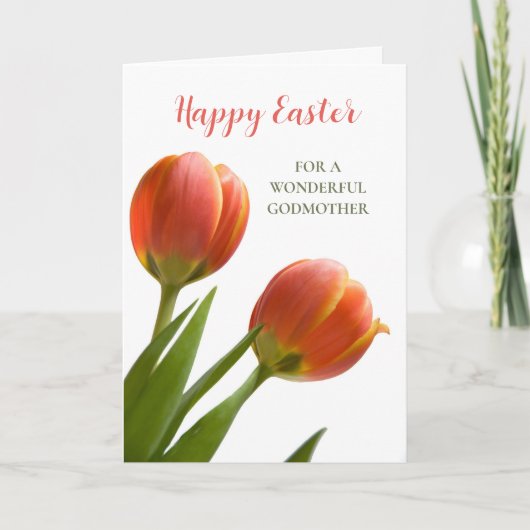 Cartes Pour Fêtes Annuelles Orange Tulips Heureuse Godmère de Pâques (Devant)