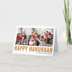 Cartes Pour Fêtes Annuelles Orange Typographie Happy Hanoukka Photo Collage