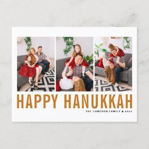 Cartes Pour Fêtes Annuelles Orange Typographie Photo Collage Happy Hanoukka