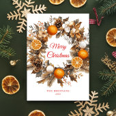 Cartes Pour Fêtes Annuelles Oranges séchées Citrus Wreath Élégant Noël