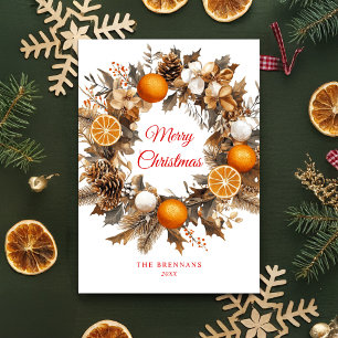 Cartes Pour Fêtes Annuelles Oranges séchées Citrus Wreath Élégant Noël