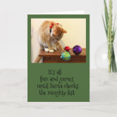 Cartes Pour Fêtes Annuelles OrangeTabby Chat être coquin (Devant)