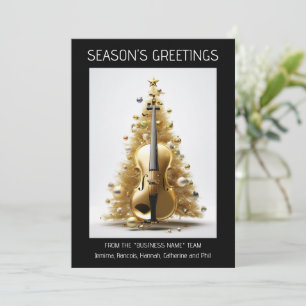 Cartes Pour Fêtes Annuelles Orchestre violoncelle noël arbre or noir photo