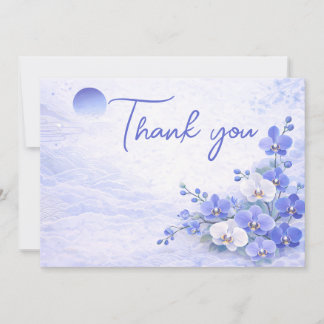 Cartes Pour Fêtes Annuelles Orchid Thank You Card – Blue Floral Design