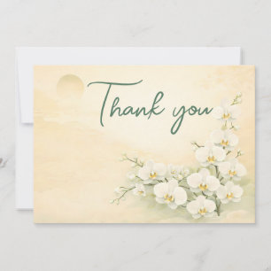 Cartes Pour Fêtes Annuelles Orchid Thank You Card – Ivory White Floral Design