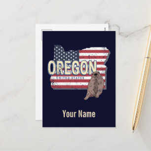 Cartes Pour Fêtes Annuelles Oregon State États-Unis Retro Map USA Souvenir