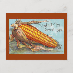 Cartes Pour Fêtes Annuelles Oreille de maïs Vintage Thanksgiving