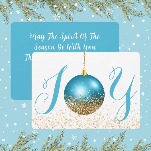 Cartes Pour Fêtes Annuelles Ornament bleu Joie Noël Salutation