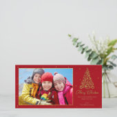 Cartes Pour Fêtes Annuelles Orné Arbre de Noël Or (Debout devant)