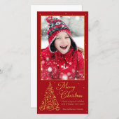 Cartes Pour Fêtes Annuelles Orné Arbre de Noël Or (Devant / Derrière)