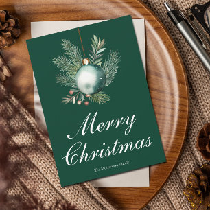 Cartes Pour Fêtes Annuelles Ornement chic vert de Noël non photo
