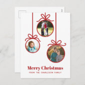 Cartes Pour Fêtes Annuelles Ornement de Noël 3 Photo (Devant / Derrière)