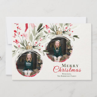 Cartes Pour Fêtes Annuelles Ornement de Noël à l'aquarelle Famille 2 Photo