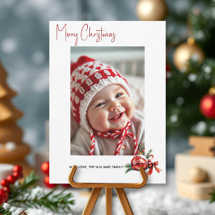 Cartes Pour Fêtes Annuelles ornement de Noël avec un nœud rouge et photo de sa