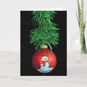 Cartes Pour Fêtes Annuelles ornement de Noël de bonhomme de neige avec flocons