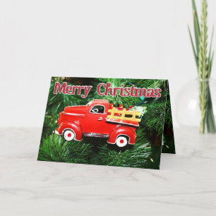 Cartes Pour Fêtes Annuelles Ornement de Noël de Camion Rouge 4