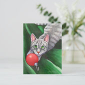 Cartes Pour Fêtes Annuelles Ornement de Noël de chat gris (Debout devant)