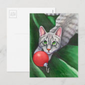 Cartes Pour Fêtes Annuelles Ornement de Noël de chat gris (Devant / Derrière)