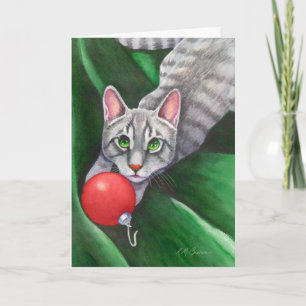 Cartes Pour Fêtes Annuelles Ornement de Noël de chat gris