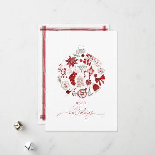 Cartes Pour Fêtes Annuelles Ornement de Noël de vacances heureux aquarelle