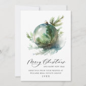 Cartes Pour Fêtes Annuelles Ornement de Noël élégant Message d'entreprise (Devant)