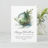 Cartes Pour Fêtes Annuelles Ornement de Noël élégant Message d'entreprise (Debout devant)