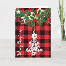 Cartes Pour Fêtes Annuelles Ornement de Noël en forme d'arbre de Noël à carrea