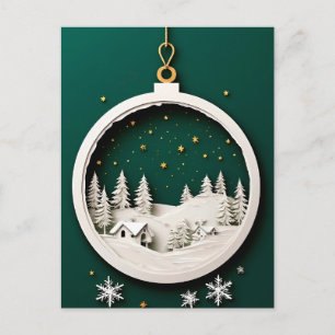 Cartes Pour Fêtes Annuelles ❄️ Ornement de Noël enneigé Élégance 🎄 Festif