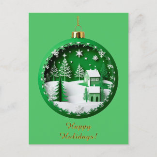 Cartes Pour Fêtes Annuelles Ornement de Noël festif avec scène hivernale