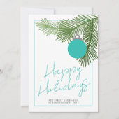Cartes Pour Fêtes Annuelles Ornement de Noël Moderne - Vert - Turquoise Sans P (Devant)