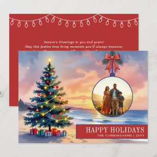 Cartes Pour Fêtes Annuelles Ornement de Noël personnalisé moderne aquarelle pl