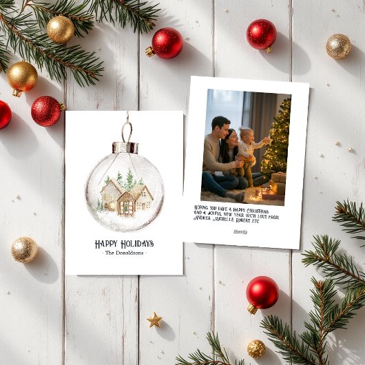 Cartes Pour Fêtes Annuelles Ornement de Noël photo aquarelle neutre Noël