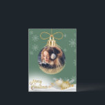 Cartes Pour Fêtes Annuelles Ornement de Noël Photo Flocs de neige Budget moder<br><div class="desc">Joli ornement de Noël en or avec votre photo préférée ajoutée pour personnaliser pour toute votre famille et vos amis. La carte parfaite pour la personne à un budget.</div>